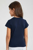 Redtag-Navy-Laced-Lurex-Embroidery-Tee-Plain-Girls-2 to 8 Years