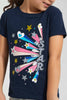 Redtag-Navy-Star-Slogan-T-Shirt-Colour:Navy,-Filter:Girls-(2-to-8-Yrs),-Girls-T-Shirts,-New-In,-New-In-GIR,-Non-Sale,-S22B,-Section:Kidswear,-TBL-Girls-2 to 8 Years