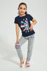 Redtag-Navy-Star-Slogan-T-Shirt-Colour:Navy,-Filter:Girls-(2-to-8-Yrs),-Girls-T-Shirts,-New-In,-New-In-GIR,-Non-Sale,-S22B,-Section:Kidswear,-TBL-Girls-2 to 8 Years