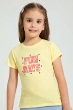 Load image into Gallery viewer, Redtag-Yellow-Laced-Lurex-Embroidery-Tee-Plain-Girls-2 to 8 Years
