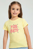 Redtag-Yellow-Laced-Lurex-Embroidery-Tee-Plain-Girls-2 to 8 Years