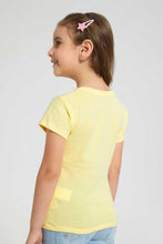 Load image into Gallery viewer, Redtag-Yellow-Laced-Lurex-Embroidery-Tee-Plain-Girls-2 to 8 Years
