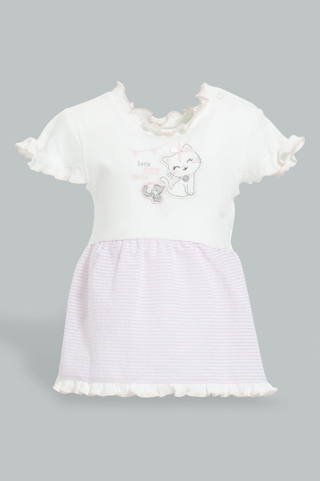 Redtag-Pink-Kitten-Woven-Frill-Dress-Colour:Pink,-Filter:Baby-(0-to-12-Mths),-NBG-Dresses,-New-In,-New-In-NBG,-Non-Sale,-S22B,-Section:Kidswear-Baby-0 to 12 Months