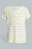 Redtag-Yellow-Floral-Print-Drop-Needle-Fabric-Tee-Blouses-Girls-2 to 8 Years