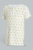 Redtag-Yellow-Floral-Print-Drop-Needle-Fabric-Tee-Blouses-Girls-2 to 8 Years