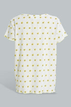 تنزيل الصورة على معرض الصور، Redtag-Yellow-Floral-Print-Drop-Needle-Fabric-Tee-Blouses-Girls-2 to 8 Years
