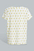 Redtag-Yellow-Floral-Print-Drop-Needle-Fabric-Tee-Blouses-Girls-2 to 8 Years