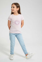 Load image into Gallery viewer, Redtag-Pink-Heart-Rhinestone-Tee-Plain-Girls-2 to 8 Years
