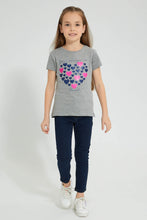 Load image into Gallery viewer, Redtag-Grey-Heart-Print-T-Shirt-Colour:Grey,-Filter:Girls-(2-to-8-Yrs),-Girls-T-Shirts,-New-In,-New-In-GIR,-Non-Sale,-S22B,-Section:Kidswear,-TBL-Girls-2 to 8 Years
