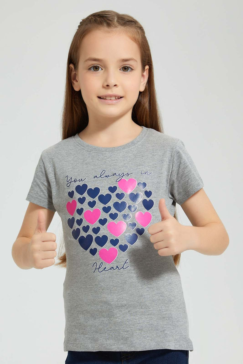 Redtag-Grey-Heart-Print-T-Shirt-Colour:Grey,-Filter:Girls-(2-to-8-Yrs),-Girls-T-Shirts,-New-In,-New-In-GIR,-Non-Sale,-S22B,-Section:Kidswear,-TBL-Girls-2 to 8 Years