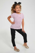 تنزيل الصورة على معرض الصور، Redtag-Pink-Heart-Print-Drop-Needle-Fabric-Tee-Blouses-Girls-2 to 8 Years
