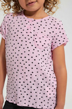 تنزيل الصورة على معرض الصور، Redtag-Pink-Heart-Print-Drop-Needle-Fabric-Tee-Blouses-Girls-2 to 8 Years
