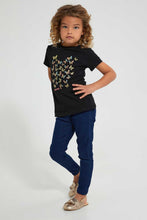 تنزيل الصورة على معرض الصور، Redtag-Black-Butterfly-Tee-Blouses-Girls-2 to 8 Years
