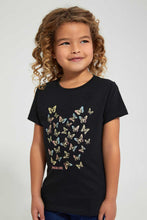 تنزيل الصورة على معرض الصور، Redtag-Black-Butterfly-Tee-Blouses-Girls-2 to 8 Years
