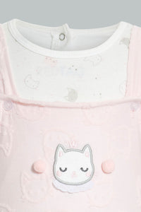 Redtag-Pink-Kitten-Jacquard-Duangree-Rompers-Baby-0 to 12 Months