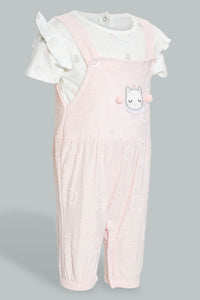 Redtag-Pink-Kitten-Jacquard-Duangree-Rompers-Baby-0 to 12 Months