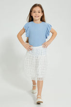 Load image into Gallery viewer, Redtag-Sky-Blue-Rib-Fabric-Frill-Sleeve-T-Shirt-Colour:Sky-Blue,-Filter:Girls-(2-to-8-Yrs),-Girls-T-Shirts,-New-In,-New-In-GIR,-Non-Sale,-S22B,-Section:Kidswear,-TBL-Girls-2 to 8 Years
