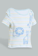 تنزيل الصورة على معرض الصور، Redtag-Blue-Giraffe-T-Shirt-&amp;-Shorts-Set-Colour:Blue,-Filter:Baby-(0-to-12-Mths),-NBF-Sleepsuits,-New-In,-New-In-NBF,-Non-Sale,-S22B,-Section:Kidswear-Baby-0 to 12 Months
