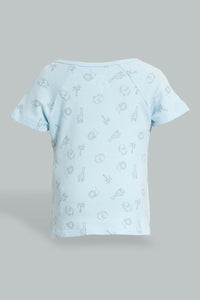 Redtag-Blue-And-Yellow-Lion-T-Shirt-&-Shorts-Set-Colour:Blue,-Filter:Baby-(0-to-12-Mths),-NBF-Sleepsuits,-New-In,-New-In-NBF,-Non-Sale,-S22B,-Section:Kidswear-Baby-0 to 12 Months
