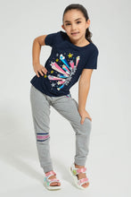 Load image into Gallery viewer, Redtag-Grey-Slogan-Track-Colour:Grey,-Filter:Girls-(2-to-8-Yrs),-Girls-Joggers,-New-In,-New-In-GIR,-Non-Sale,-S22B,-Section:Kidswear,-TBL-Girls-2 to 8 Years
