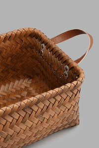 Redtag-Brown-Rectangle-Laundry-Basket-(Large)-Laundry-Baskets-Home-Bathroom-