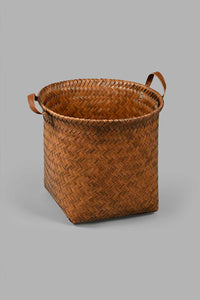 Redtag-Brown-Round-Laundry-Hamper-(Medium)-Laundry-Hampers-Home-Bathroom-