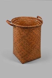 Redtag-Brown-Round-Laundry-Hamper-(Large)-Laundry-Hampers-Home-Bathroom-