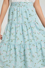 Load image into Gallery viewer, Redtag-Mint-Floral-Tiered-Skirt-Skirts-Senior-Girls-9 to 14 Years
