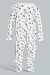 Redtag-White-And-Grey-Peanut-2-Piece-Pack-Sleep-Suit-Sleepsuits-Baby-0 to 12 Months