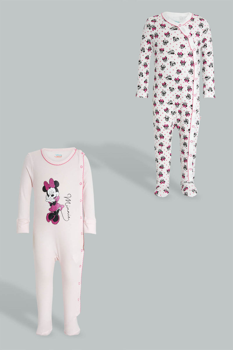 Redtag-Pink-Minnie-Mouse-2-Piece-Pack-Sleep-Suit-Sleepsuits-Baby-0 to 12 Months