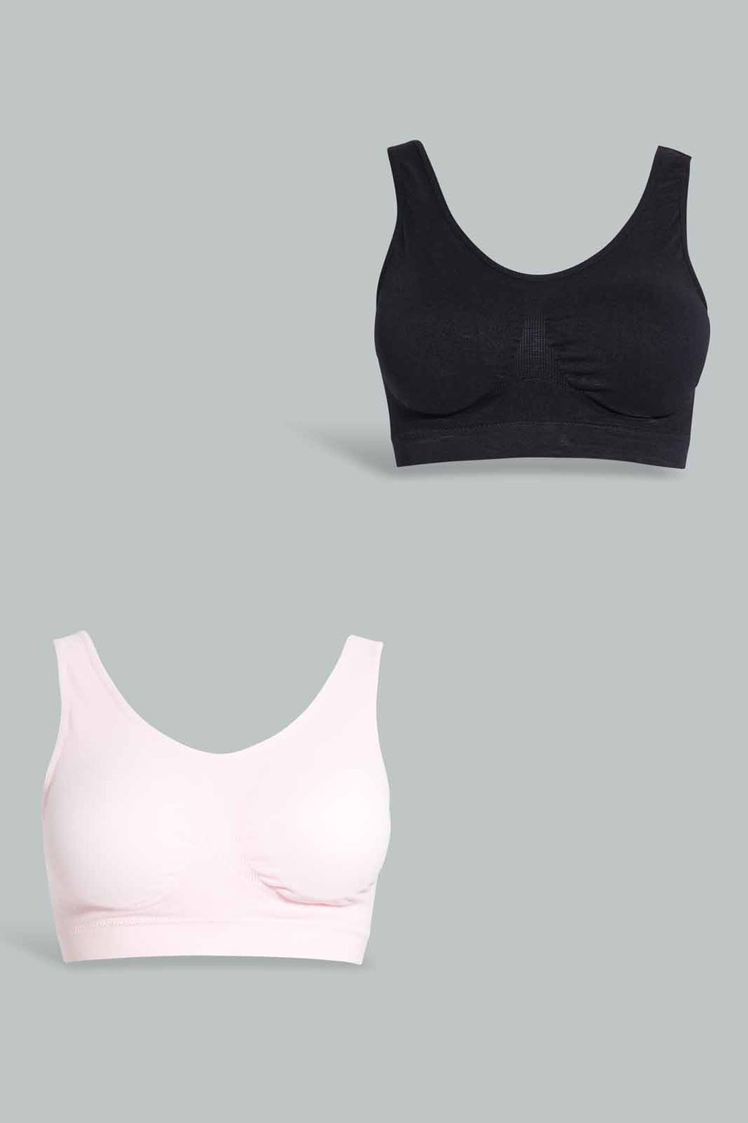 Redtag-Black/Pink-Plain-Padded-Comfort-Bra-(2-Pack)-Category:Bras,-Colour:Assorted,-Filter:Women's-Clothing,-New-In,-New-In-Women-APL,-Non-Sale,-S22D,-Section:Women,-Women-Bras-Women's-