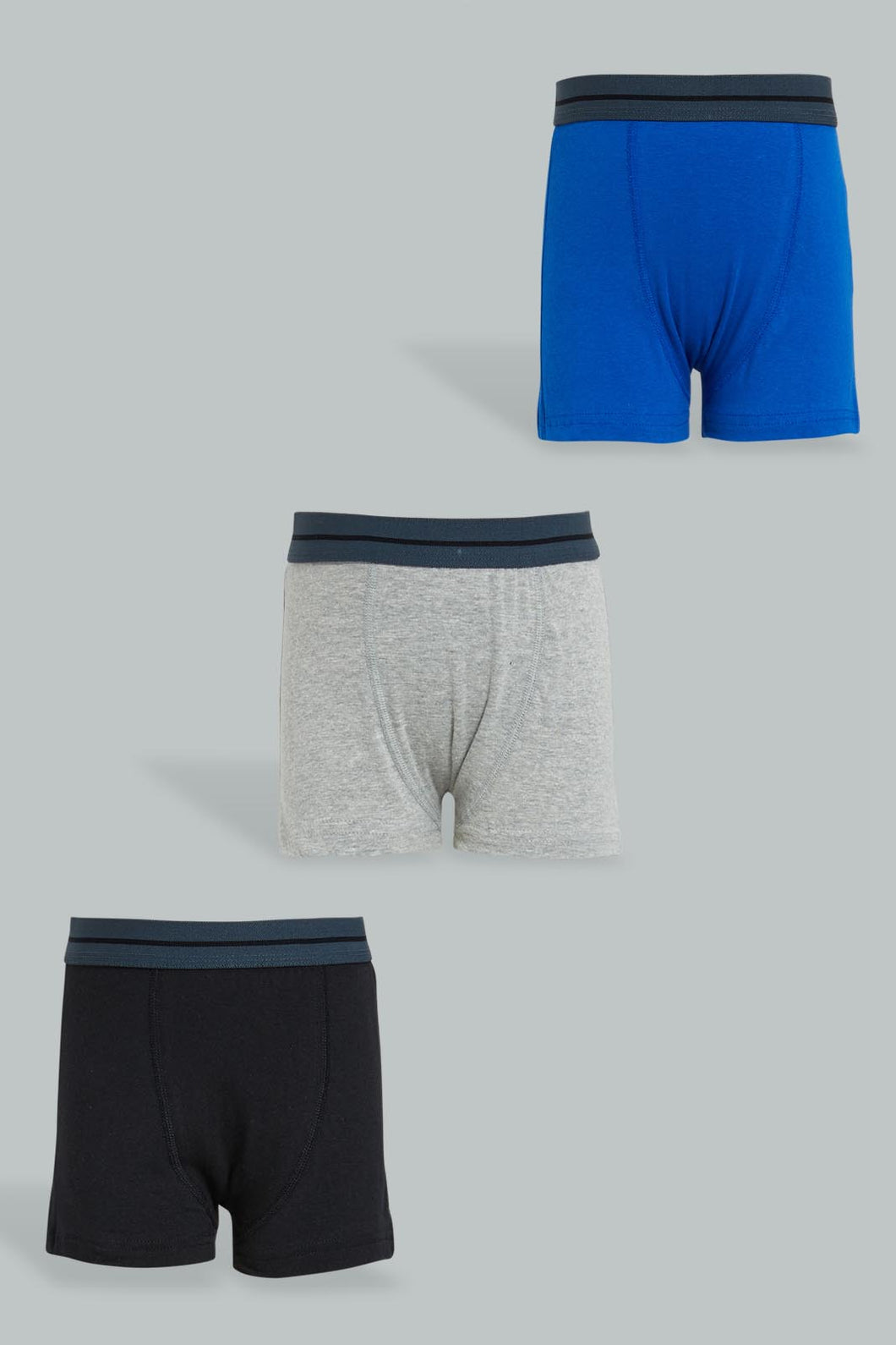 Redtag-Bsr-3-Pc-Pack-Boxer-Short-(Black/Grey-Mel/Royal)-365,-BSR-Boxers,-Colour:Assorted,-ESS,-Filter:Senior-Boys-(9-to-14-Yrs),-New-In,-New-In-BSR,-Non-Sale,-Section:Kidswear-Senior-Boys-9 to 14 Years