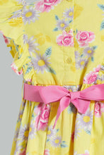 Load image into Gallery viewer, Redtag-Floral-Printed-Tank-Straps-With-Ruffle-Sleeves-Dresses-Infant-Girls-3 to 24 Months
