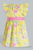 Redtag-Floral-Printed-Tank-Straps-With-Ruffle-Sleeves-Dresses-Infant-Girls-3 to 24 Months