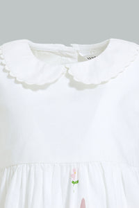 Redtag-Colar-Floral-Printed-Hem-Colour:White,-Filter:Infant-Girls-(3-to-24-Mths),-Infant-Girls-Dresses,-New-In,-New-In-ING,-Non-Sale,-S22B,-Section:Kidswear-Infant-Girls-3 to 24 Months