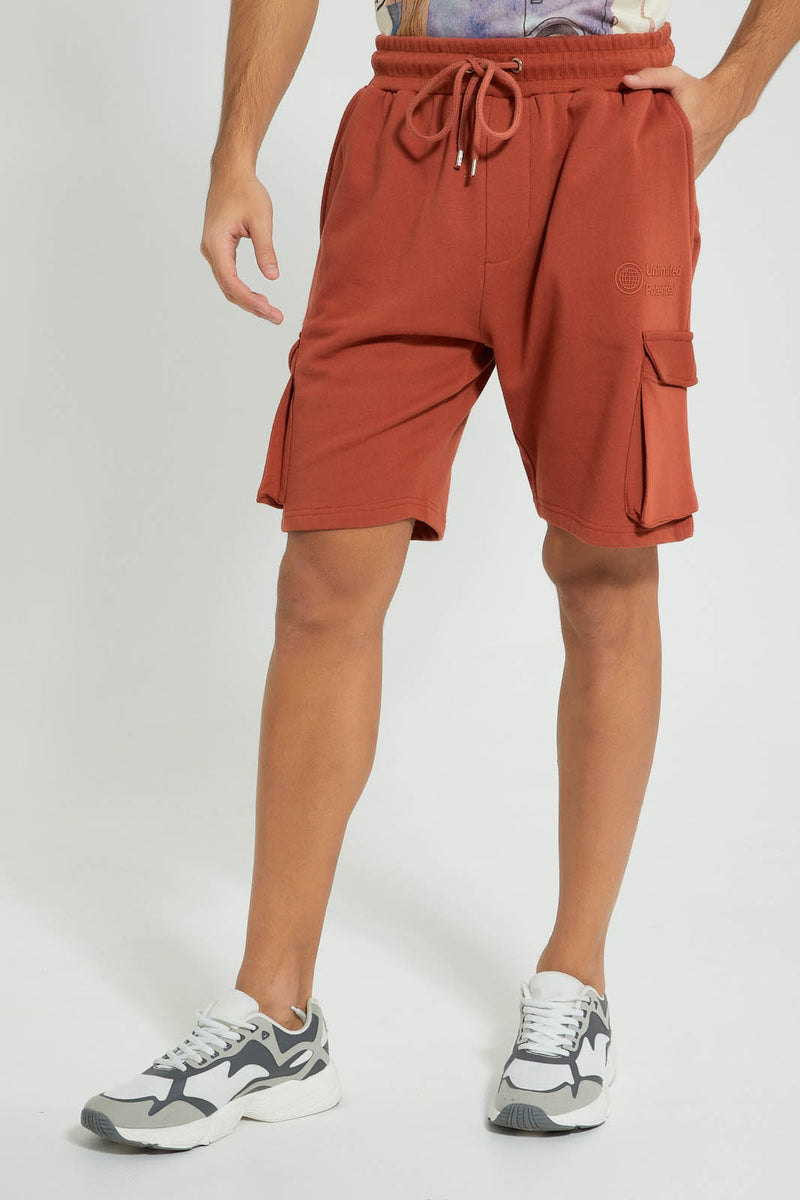 Redtag-Orange-Cargo-Pocket-Shorts-Active-Shorts-Men's-