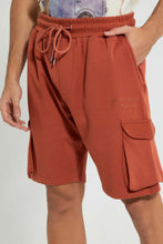 تنزيل الصورة على معرض الصور، Redtag-Orange-Cargo-Pocket-Shorts-Active-Shorts-Men&#39;s-
