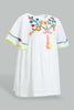 Redtag-White-Embroideredroidered-Yoke-With-Flutter-Sleeves-Dresses-Infant-Girls-3 to 24 Months