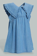 Load image into Gallery viewer, Redtag-Blue-Bib-Collar-Denim-Dress-Dresses-Infant-Girls-3 to 24 Months
