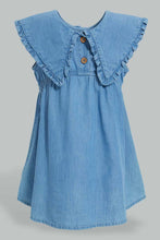 Load image into Gallery viewer, Redtag-Blue-Bib-Collar-Denim-Dress-Dresses-Infant-Girls-3 to 24 Months
