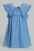 Load image into Gallery viewer, Redtag-Blue-Bib-Collar-Denim-Dress-Dresses-Infant-Girls-3 to 24 Months
