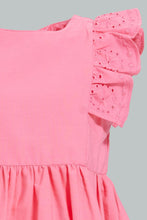 Load image into Gallery viewer, Redtag-Pink-Schiffli-Tank-Straps-With-Ruffle-Sleeve-And-Scallop-Hem-Colour:Pink,-Filter:Infant-Girls-(3-to-24-Mths),-Infant-Girls-Dresses,-New-In,-New-In-ING,-Non-Sale,-S22B,-Section:Kidswear-Infant-Girls-3 to 24 Months
