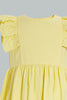 Redtag-Yellow-Schiffli-Tank-Straps-With-Ruffle-Sleeve-And-Scallop-Hem-Dresses-Infant-Girls-3 to 24 Months