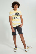 Load image into Gallery viewer, Redtag-White-Rock-N-Roll-T-Shirt-Striped-Senior-Boys-9 to 14 Years
