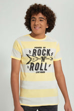 Load image into Gallery viewer, Redtag-White-Rock-N-Roll-T-Shirt-Striped-Senior-Boys-9 to 14 Years
