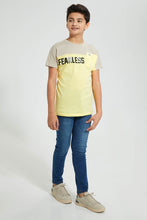 Load image into Gallery viewer, Redtag-Yellow-Fearless-T-Shirt-All-Over-Prints-Senior-Boys-9 to 14 Years
