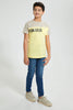 Redtag-Yellow-Fearless-T-Shirt-All-Over-Prints-Senior-Boys-9 to 14 Years