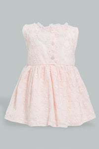 Redtag-Pink-Embroideredroidered-Mesh-Dress-Colour:Pink,-Filter:Baby-(0-to-12-Mths),-NBG-Dresses,-New-In,-New-In-NBG,-Non-Sale,-S22B,-Section:Kidswear-Baby-0 to 12 Months