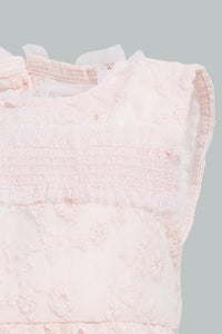 Redtag-Pink-Embroideredroidered-Mesh-Dress-Colour:Pink,-Filter:Baby-(0-to-12-Mths),-NBG-Dresses,-New-In,-New-In-NBG,-Non-Sale,-S22B,-Section:Kidswear-Baby-0 to 12 Months