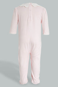 Redtag-Pink-Peterpan-Collar-Sleepsuit-Sleepsuits-Baby-0 to 12 Months